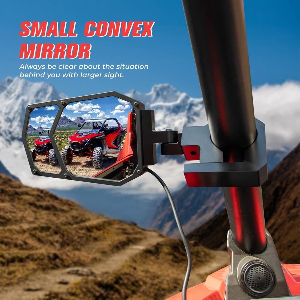 Kemimoto Can Am Maverick X3 1.5"-2" Fit Roll Bar UTV Side Mirrors w/ Light