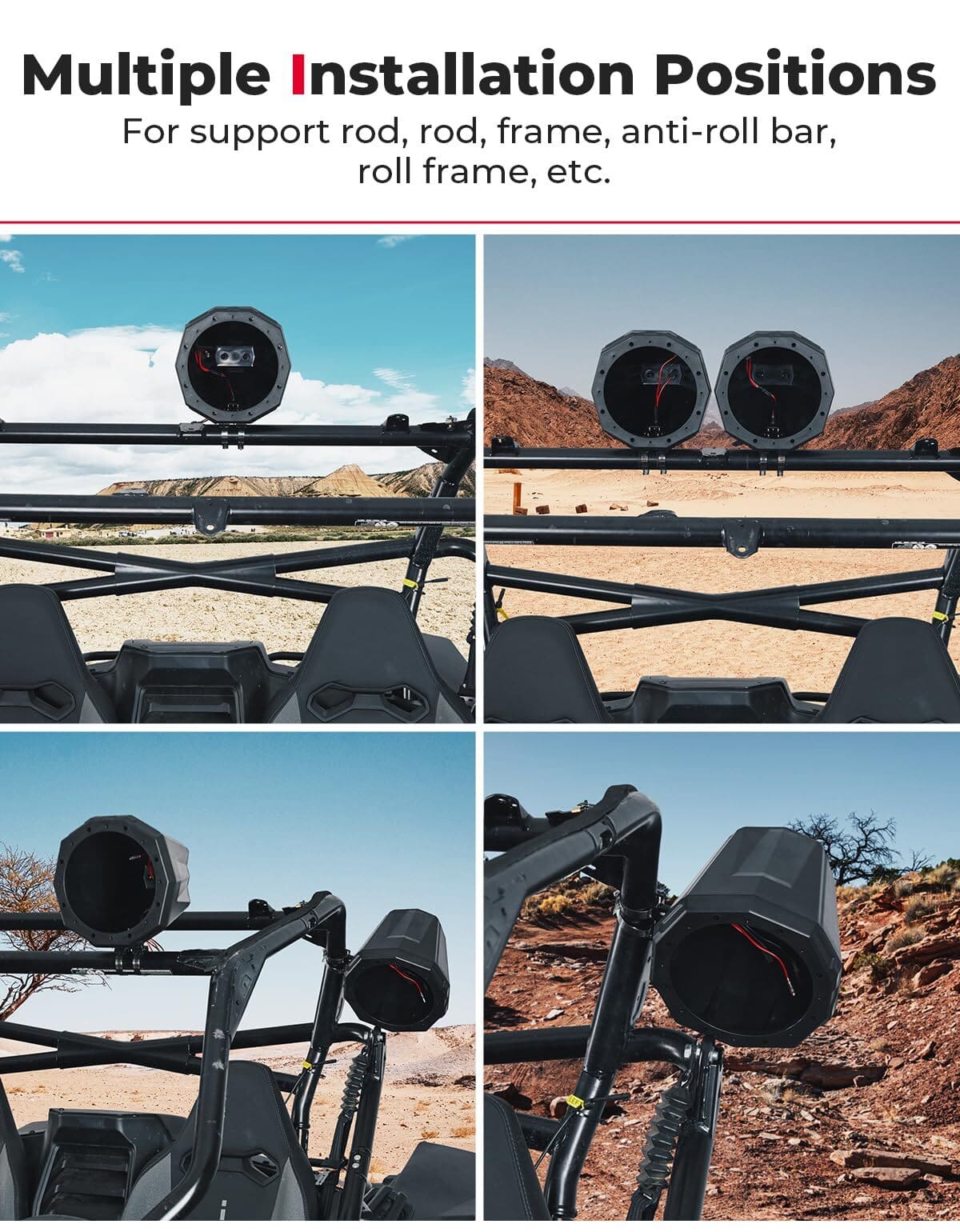 Kemimoto Can-Am Maverick X3 1.5" to 2" Speaker Pod Enclosure Roll Bar - 8-Inch