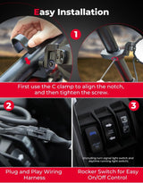 Kemimoto Can Am Maverick X3 1.6"-2" Roll Bar Side Mirrors w/ LED Turn Lights