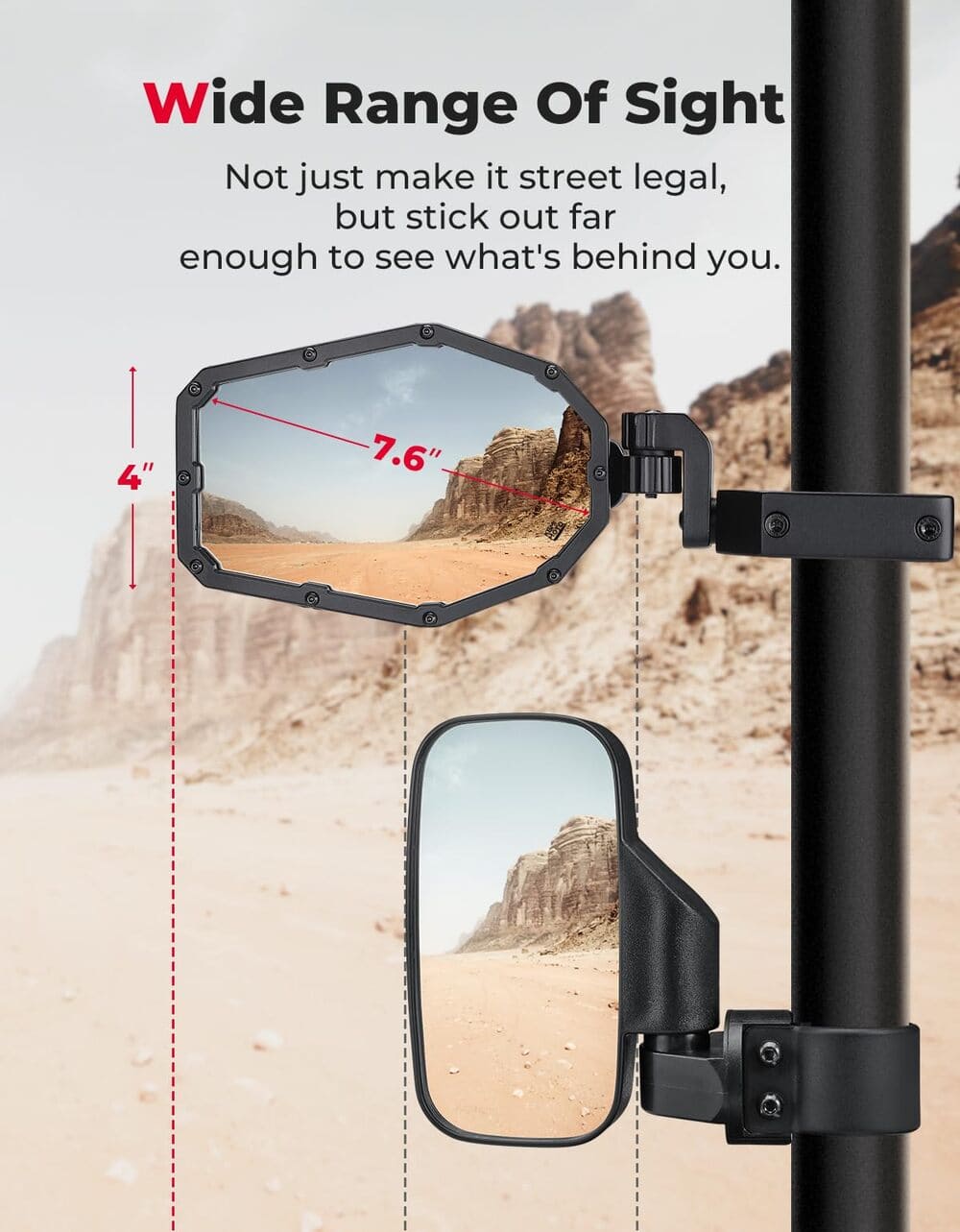 Kemimoto Can Am Maverick X3 1.6"-2" Roll Bar Side Mirrors w/ LED Turn Lights