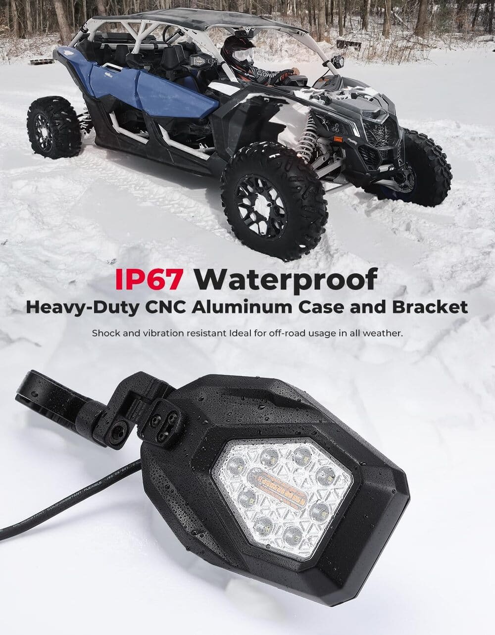 Kemimoto Can Am Maverick X3 1.6"-2" Roll Bar Side Mirrors w/ LED Turn Lights