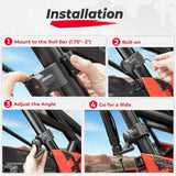 Kemimoto Can-Am Maverick X3 1.75"-2" UTV Whip Flag Light Roll Bar Mount - 1 Pcs