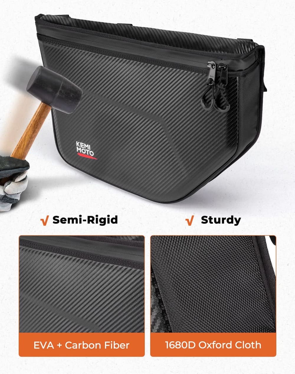 Kemimoto Can-Am Maverick X3 1680D Semi Rigid Storage Door Bags