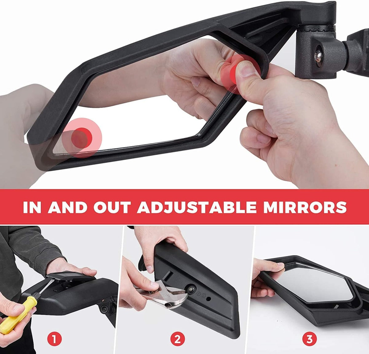 Kemimoto Can-Am Maverick X3 360° Adjustment Side View Mirrors - Pair