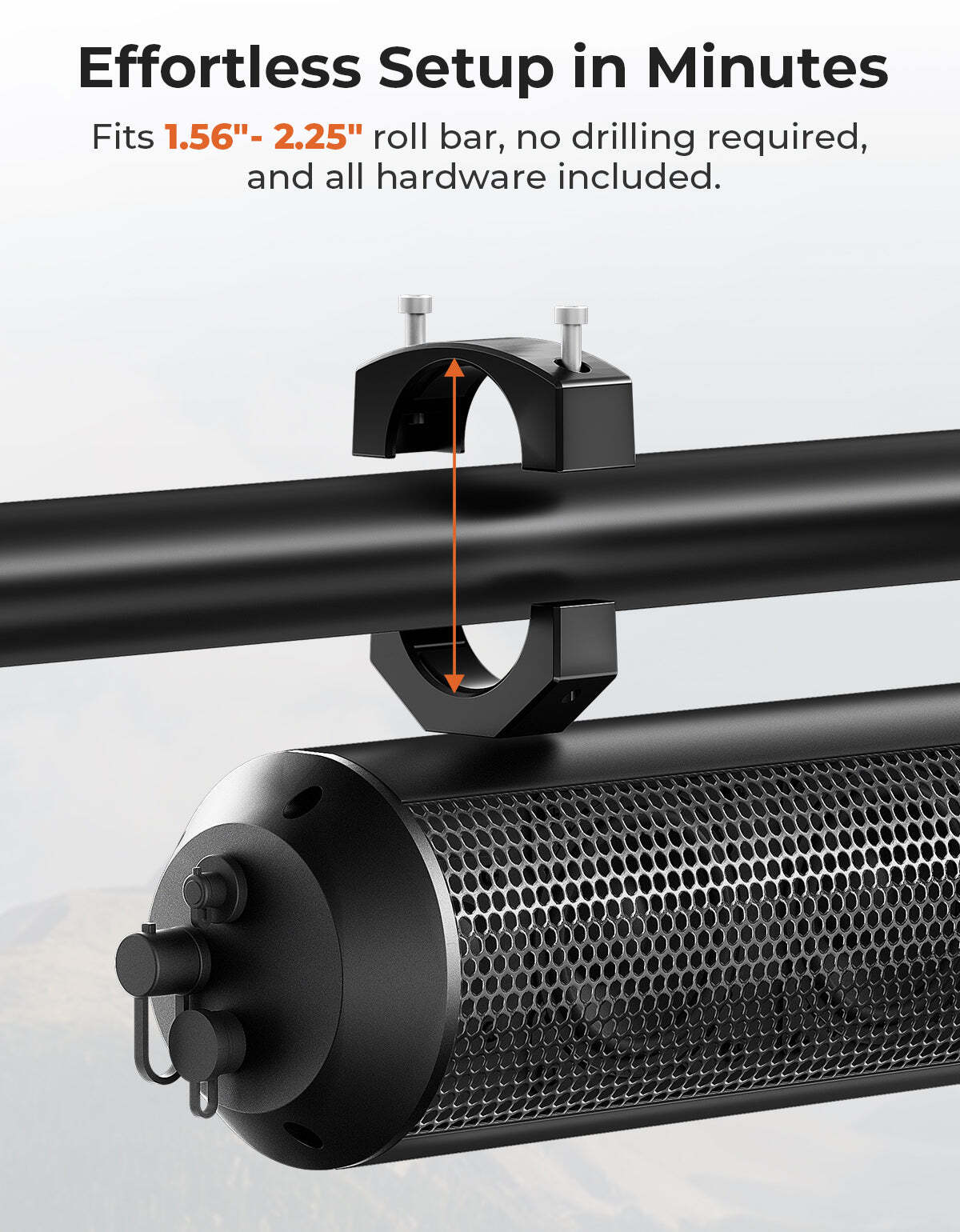 Kemimoto Can-Am Maverick X3 1.56"-2.25" Roll Bar UTV Bluetooth 6 Speaker Sound Bar