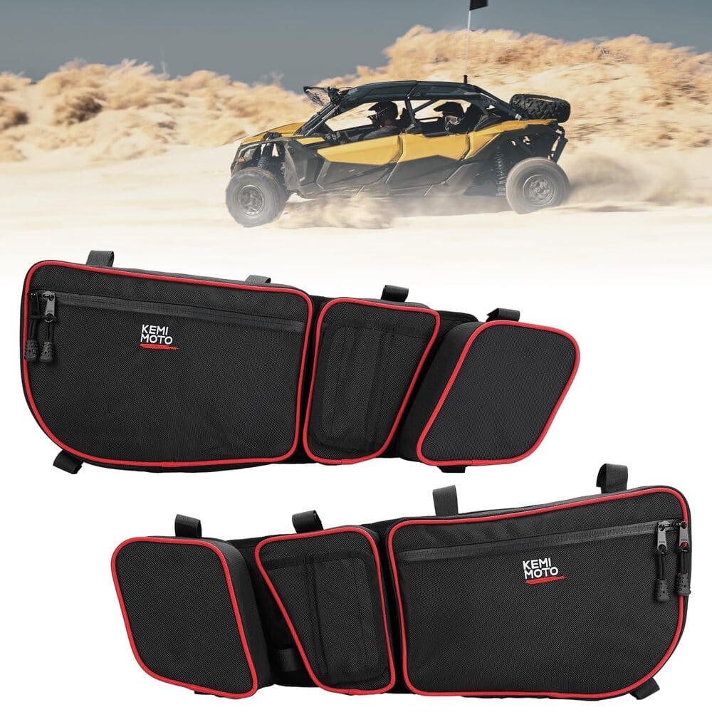 Kemimoto Can-Am Maverick X3 Door Bags w/ Removable Knee Pads - Red