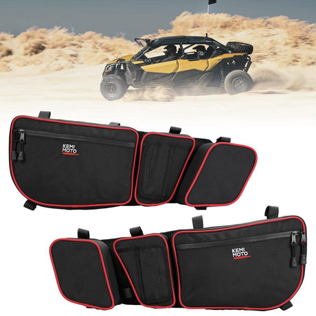 Kemimoto Can-Am Maverick X3 Door Bags w/ Removable Knee Pads - Red