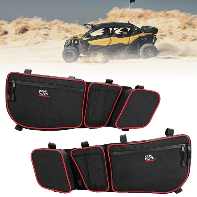 Kemimoto Can-Am Maverick X3 Door Bags w/ Removable Knee Pads - Red