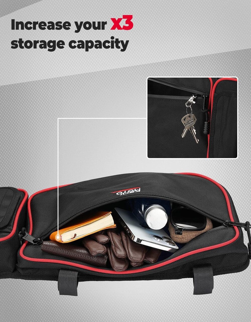 Kemimoto Can-Am Maverick X3 Door Bags w/ Removable Knee Pads - Red