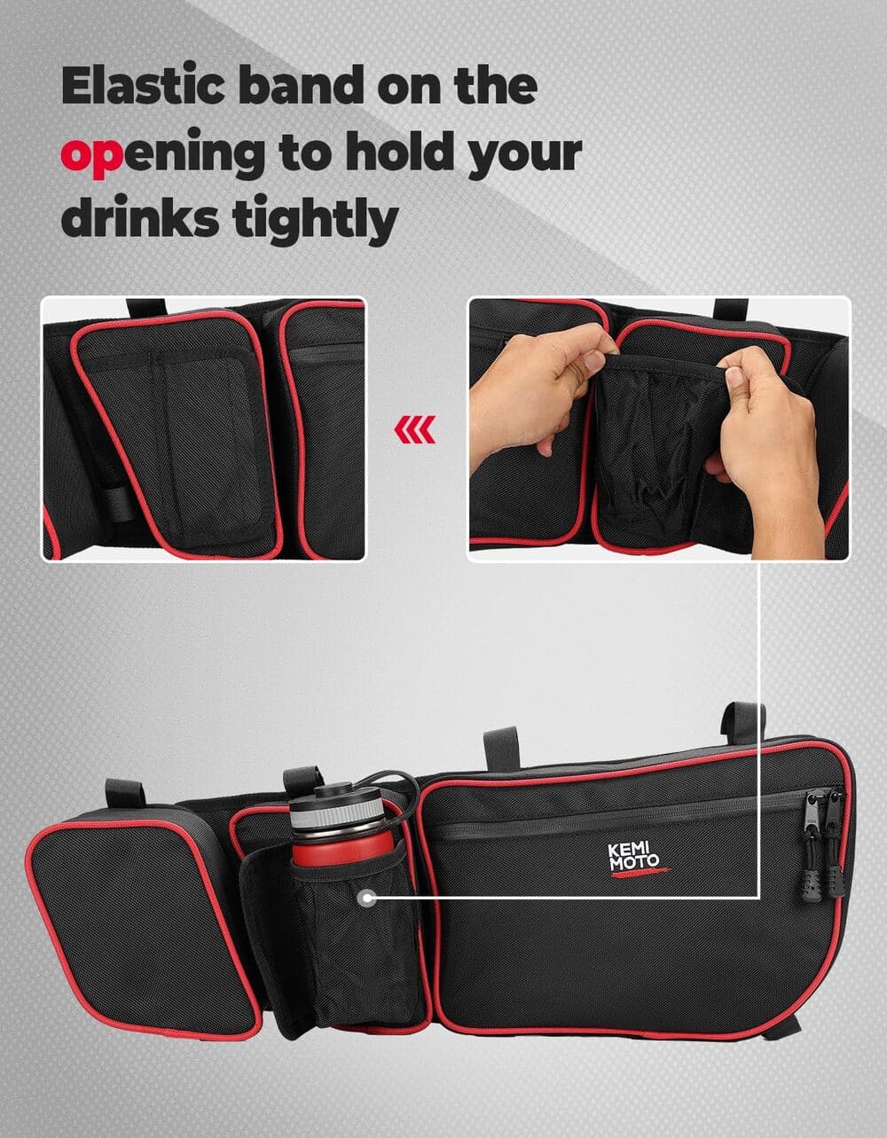 Kemimoto Can-Am Maverick X3 Door Bags w/ Removable Knee Pads - Red