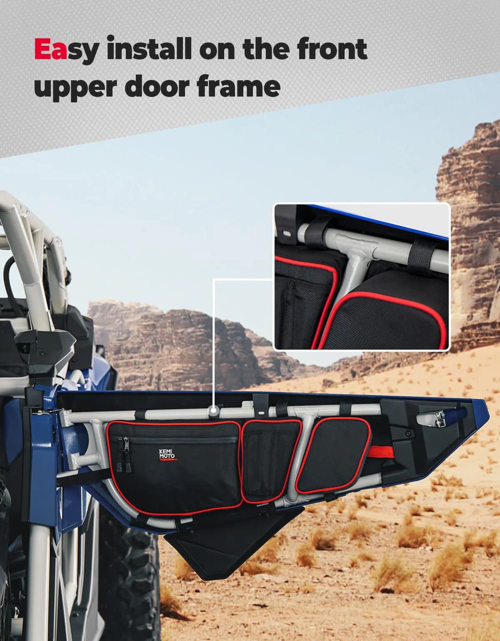 Kemimoto Can-Am Maverick X3 Door Bags w/ Removable Knee Pads - Red