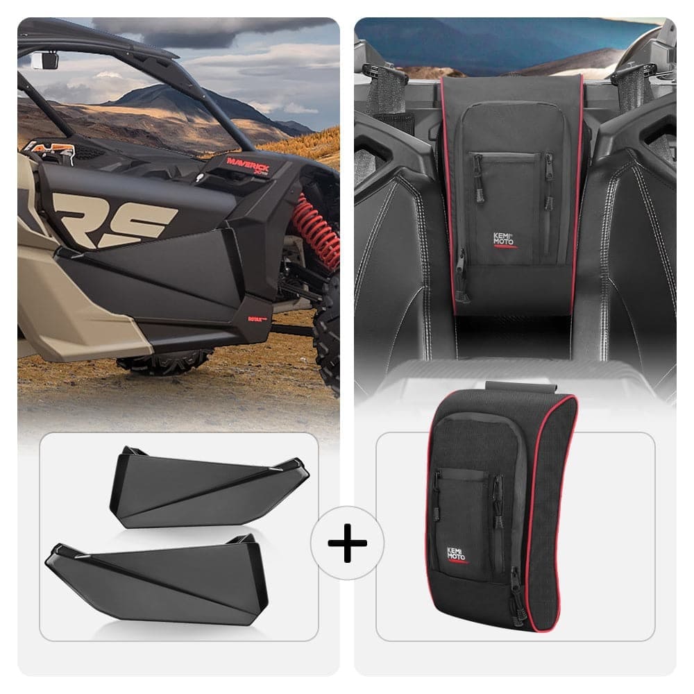 Kemimoto Can-Am Maverick X3 Front Lower Door Inserts & Console Storage Bag