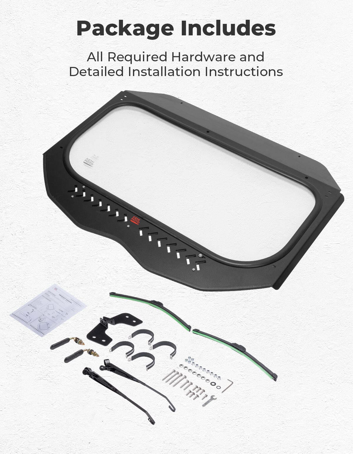 Kemimoto Can-Am Maverick X3 Glass Windshield w/ Sliding Vents