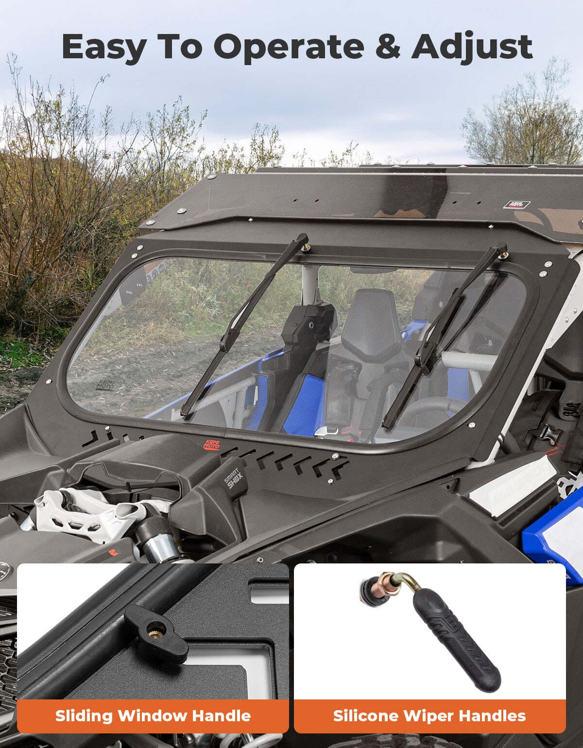 Kemimoto Can-Am Maverick X3 Glass Windshield w/ Sliding Vents