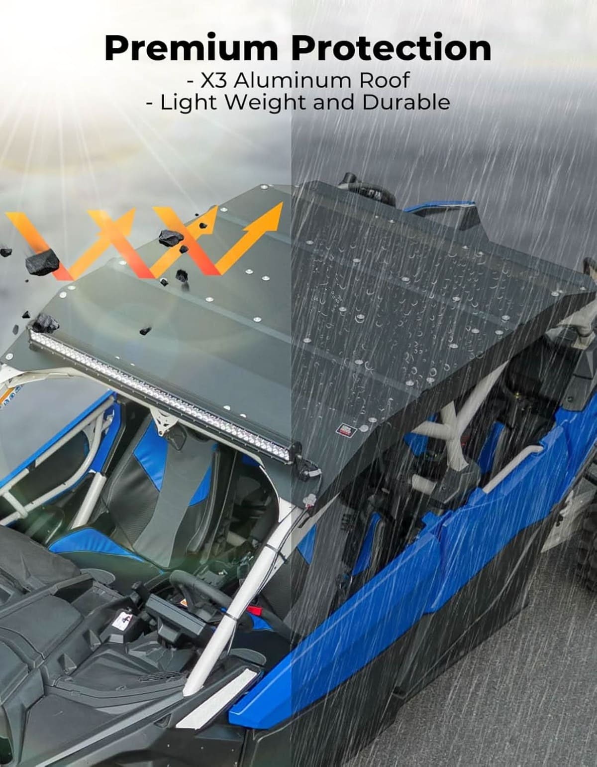 Kemimoto Can-Am Maverick X3 MAX Aluminum Roof w/ LED Light Bar