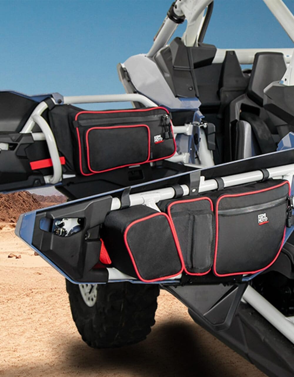 Kemimoto Can-Am Maverick X3 Max Front and Rear Door Bags - Red