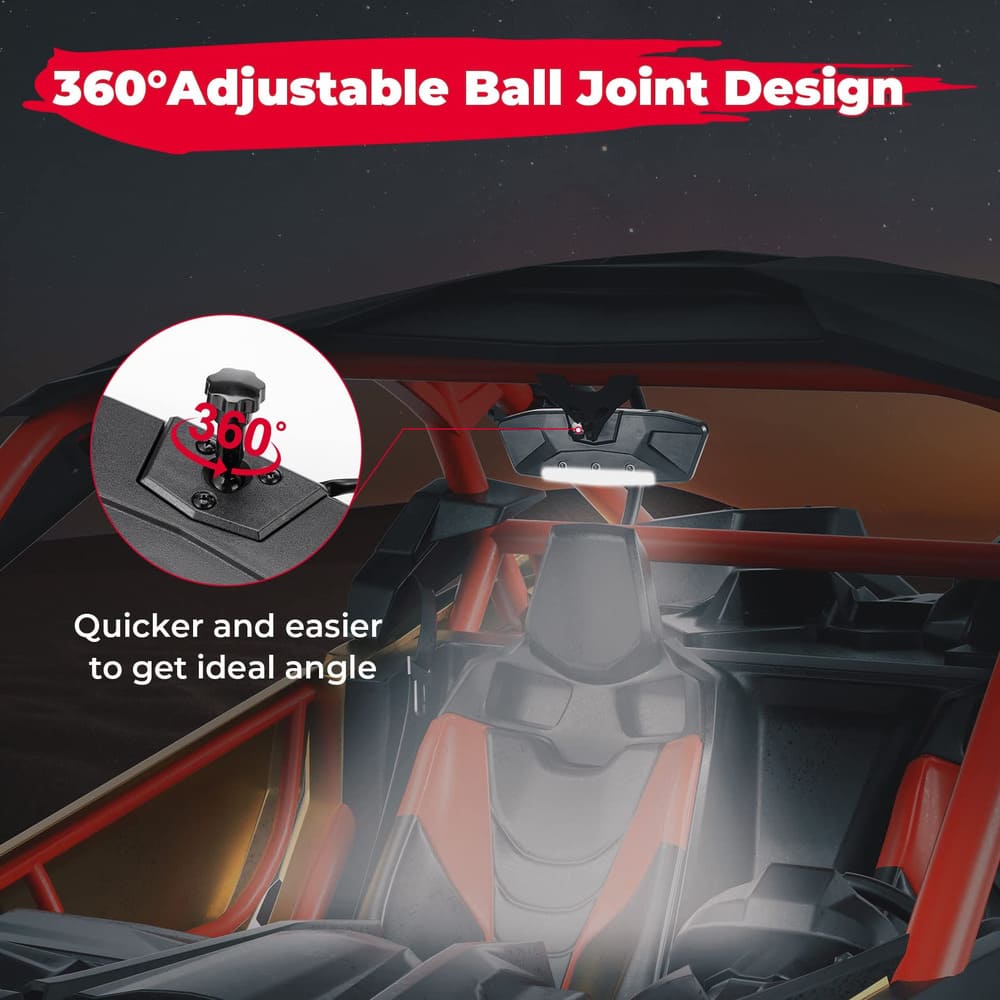 Kemimoto Can-Am Maverick X3/Max LED Rear Mirror w/Interior Lights