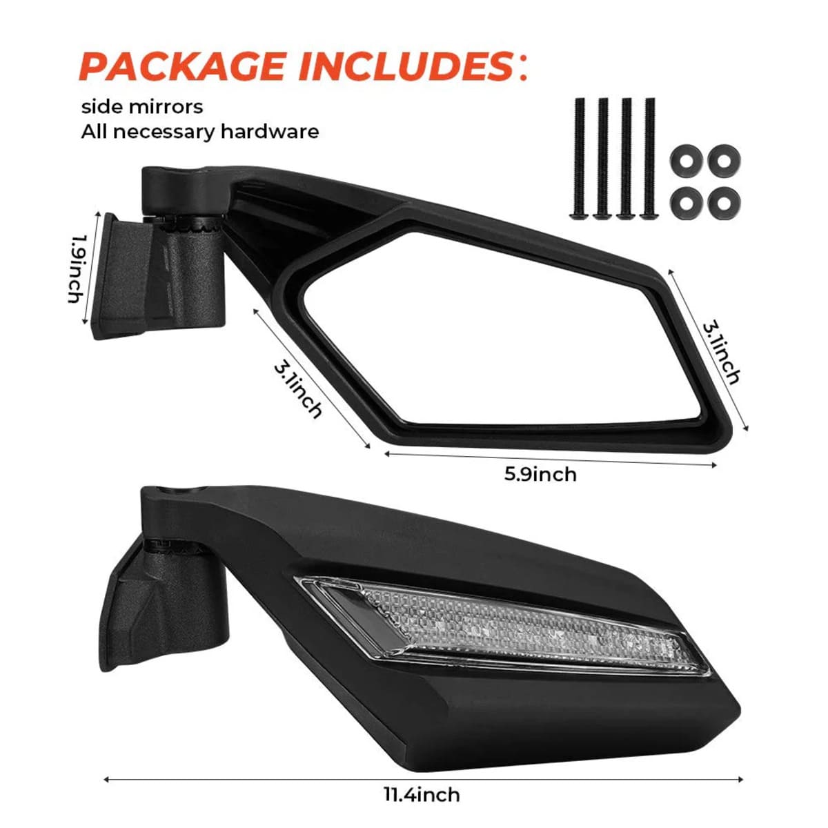 Kemimoto Can-Am Maverick X3/Max One Pair LED Side Mirrors