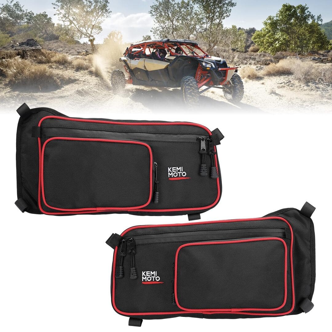 Kemimoto Can-Am Maverick X3 MAX One Set Rear Upper Door Bags - Red