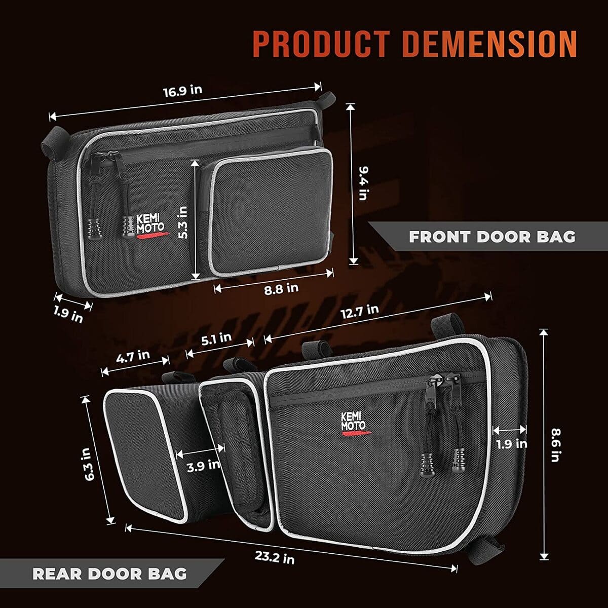 Kemimoto Can-Am Maverick X3 Max Rear Storage Bag & Door Bags