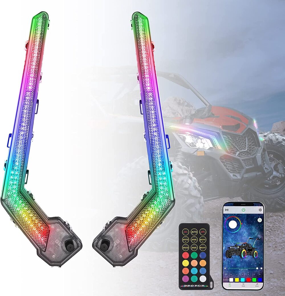 Kemimoto Can-Am Maverick X3/Max RGB Fang Lights with APP+RF Remote Con