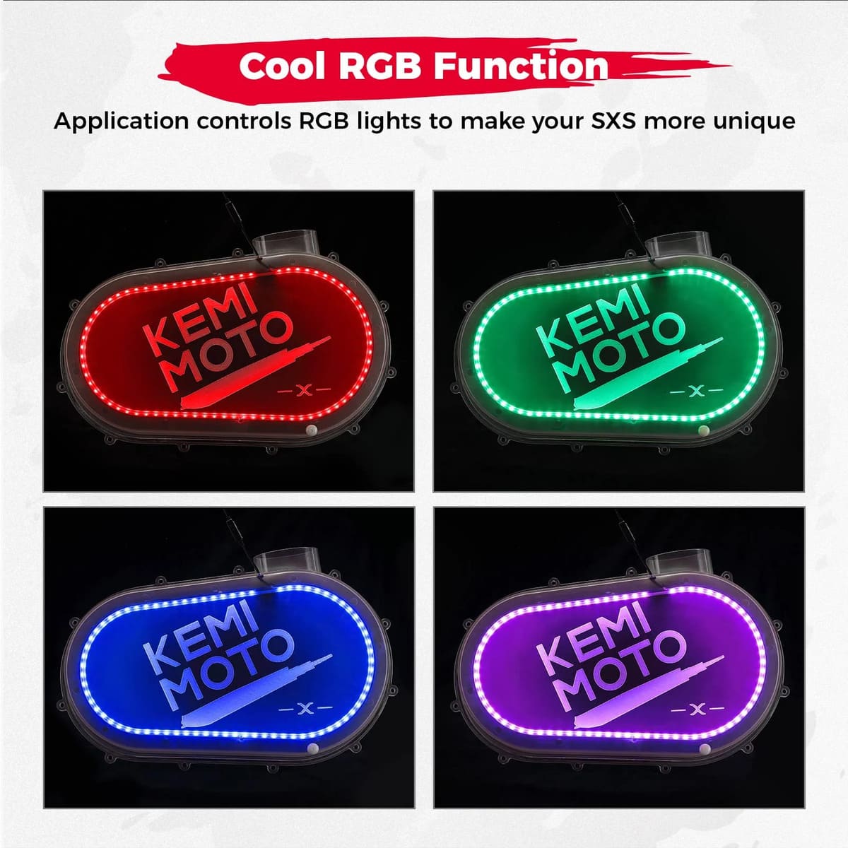 Kemimoto Can-Am Maverick X3/Max RGB LED Strip Lights Outer Clutch Cover