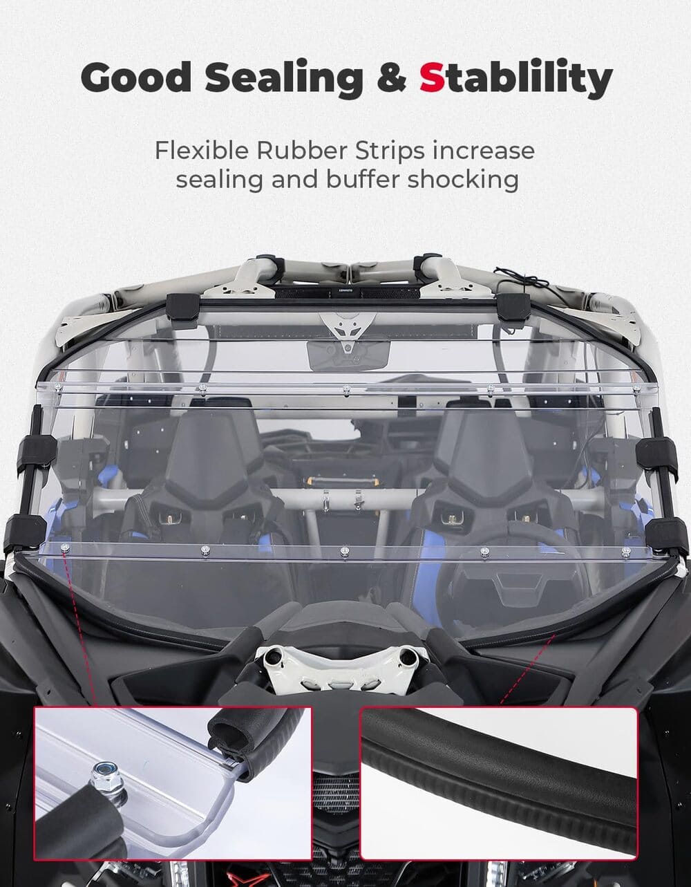 Kemimoto Can-Am Maverick X3 PC Front Full Windshield - 3 Piece