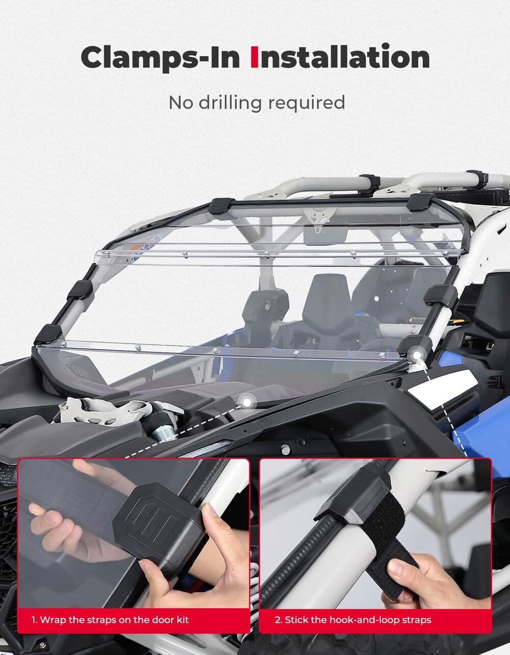 Kemimoto Can-Am Maverick X3 PC Front Full Windshield - 3 Piece