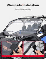 Kemimoto Can-Am Maverick X3 PC Front Full Windshield - 3 Piece