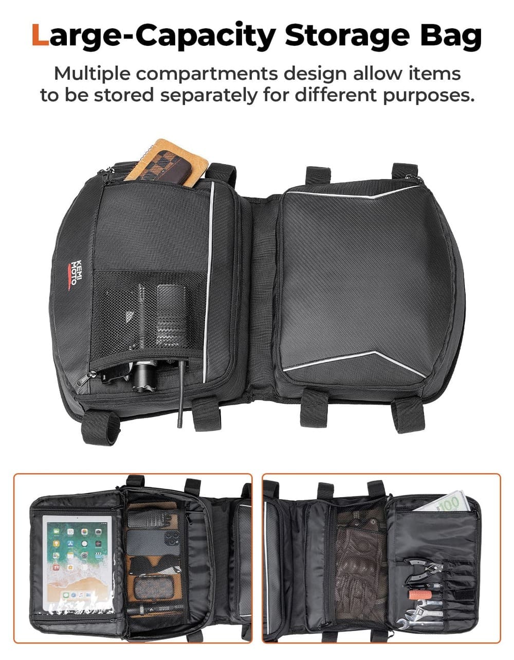 Kemimoto Can-Am Maverick X3 Roof Storage Bag w/ Tablet Holder