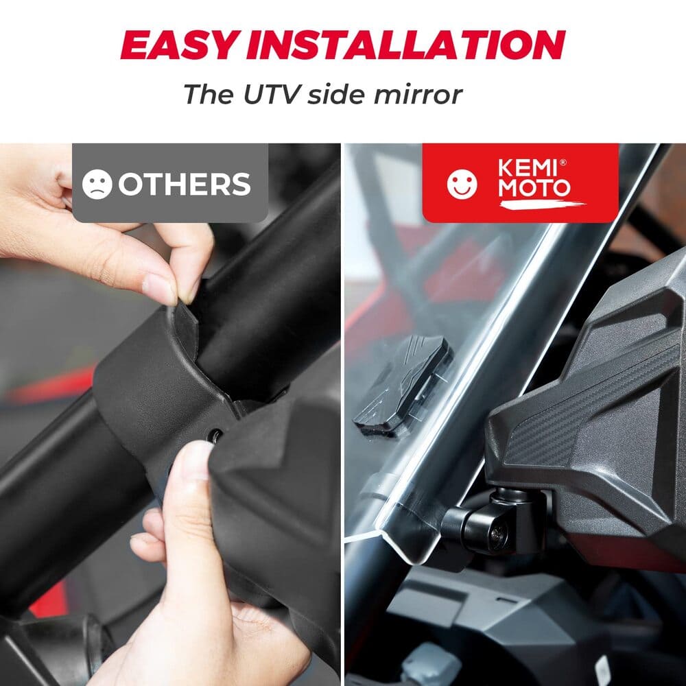Kemimoto Can-Am Maverick X3 / RZR 1.6"-2" Roll Bar UTV Side Mirrors & Center Mirror