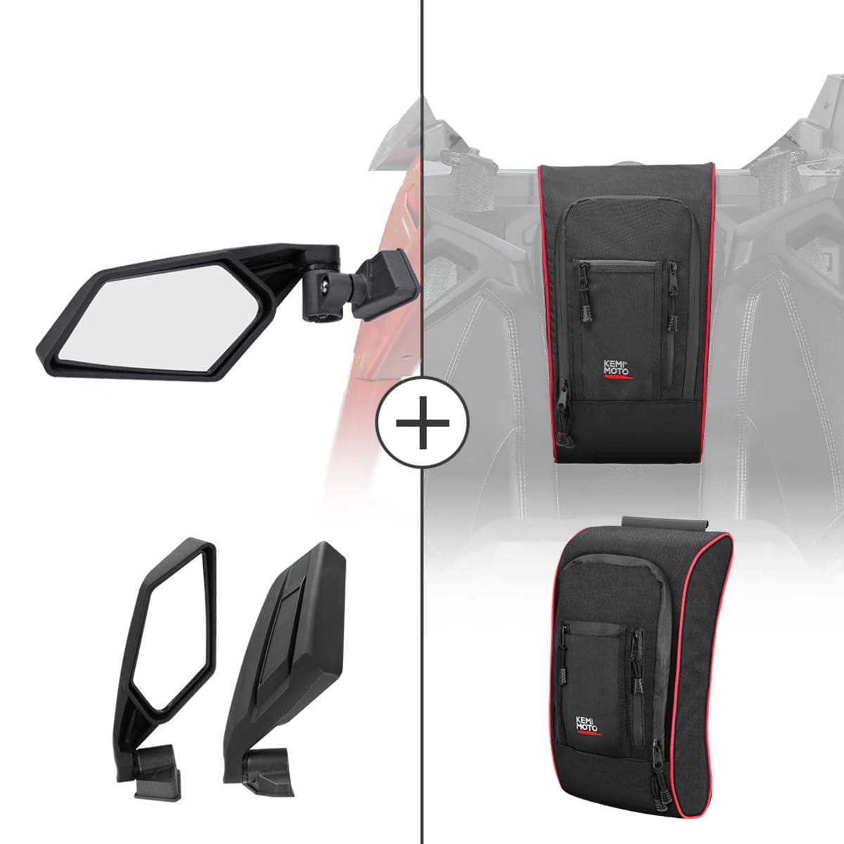 Kemimoto Can-Am Maverick X3 Side View Mirror & Console Storage Bag