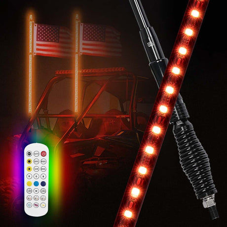 Kemimoto Can-Am Maverick X3 UTV 3ft/ 4ft Whip Lights w/ Spring Base - 2 Pcs