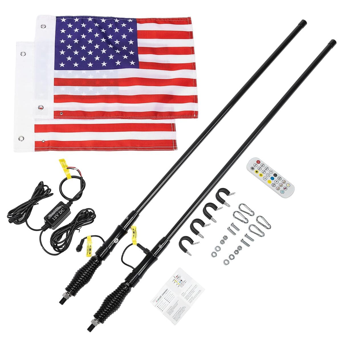 Kemimoto Can-Am Maverick X3 UTV 3ft/ 4ft Whip Lights w/ Spring Base - 2 Pcs