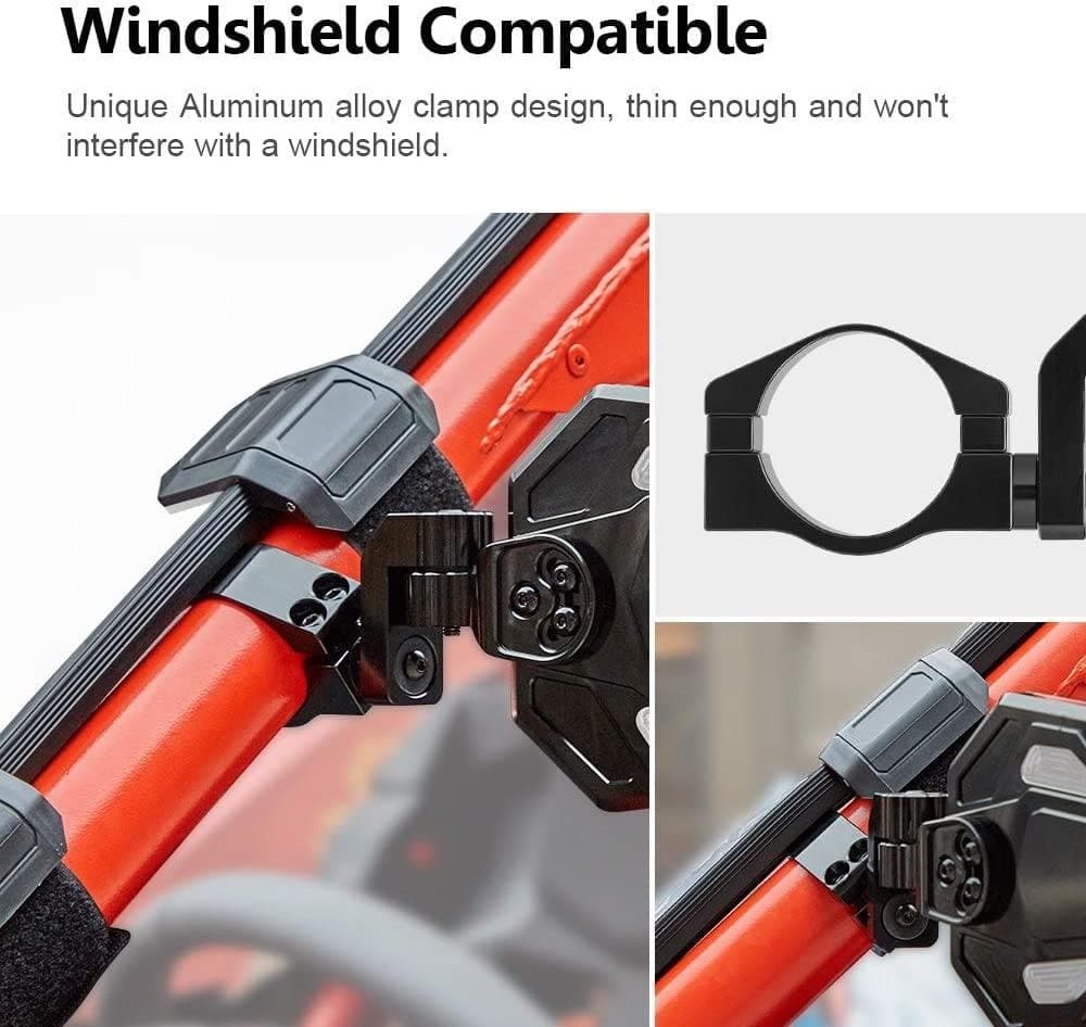 Kemimoto Can-Am Maverick X3 UTV Rear View Side Mirrors w/ "1.75"-2" roll bar - 1 Pair