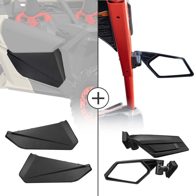 Kemimoto Can-Am Maverick X3 UTV Side View Mirrors and Front Lower Door Inserts