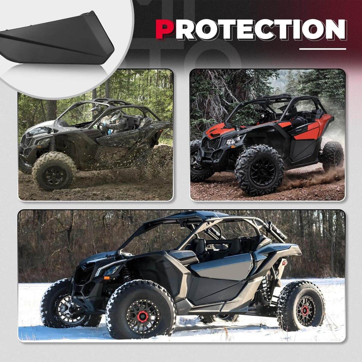 Kemimoto Can-Am Maverick X3 UTV Front Lower Door Inserts & Side View Mirrors