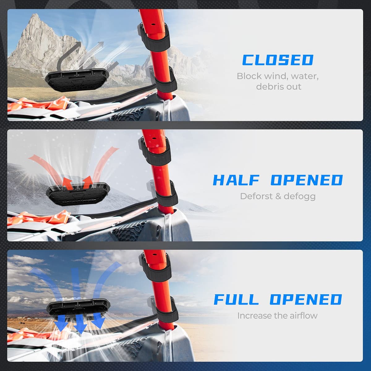 Kemimoto Can Am Maverick X3 UTV Polycarbonate Windshield Vent Kit