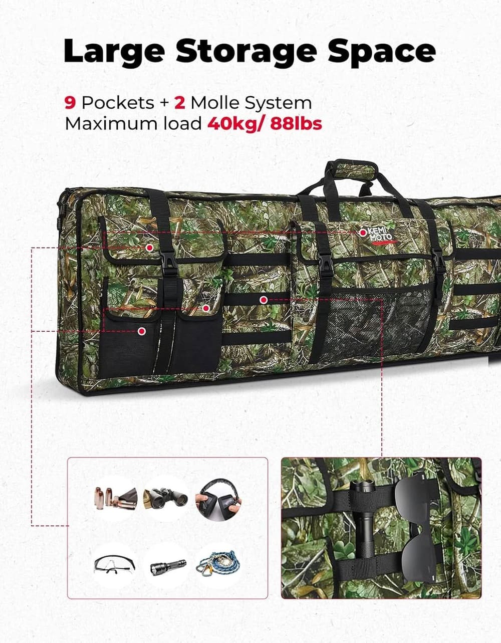 Kemimoto '17+ Polaris Ranger 500 UTV Hunting Tool Bag Rack w/ Carrier Case