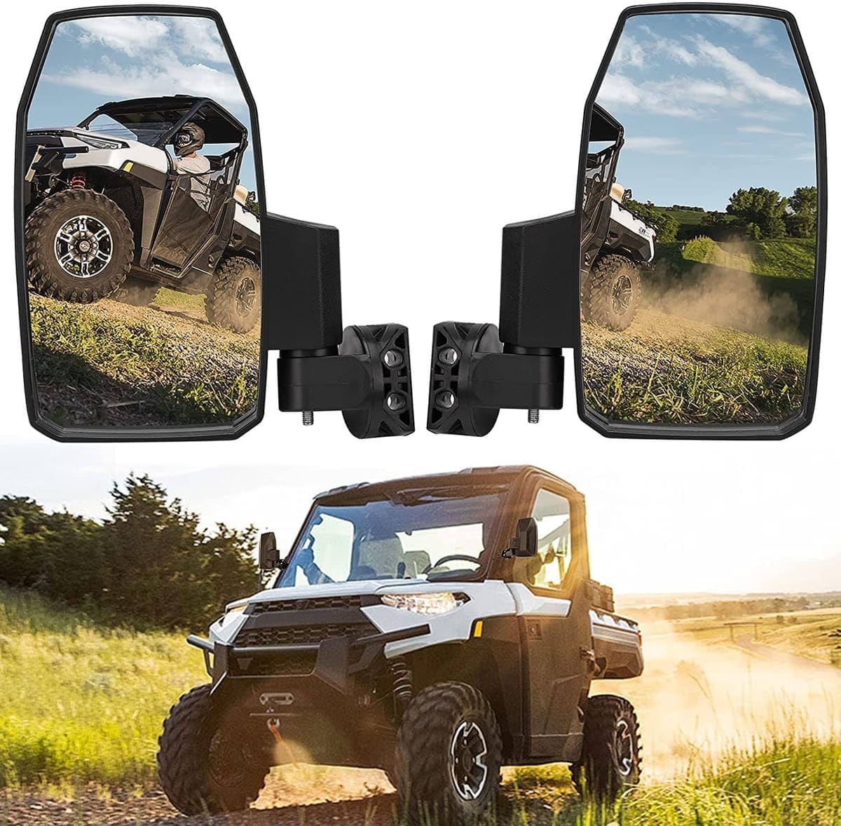 Kemimoto Can-Am & Polaris  Wider UTV Side Mirrors Pro-Fit