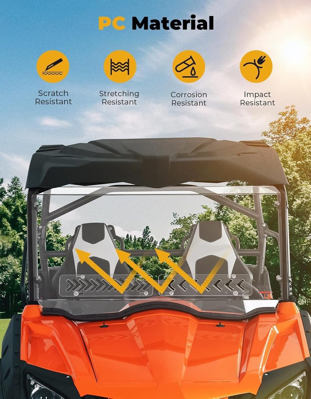 Kemimoto CF Moto ZForce 800/ 1000 Front Windshield w/Sliding Window