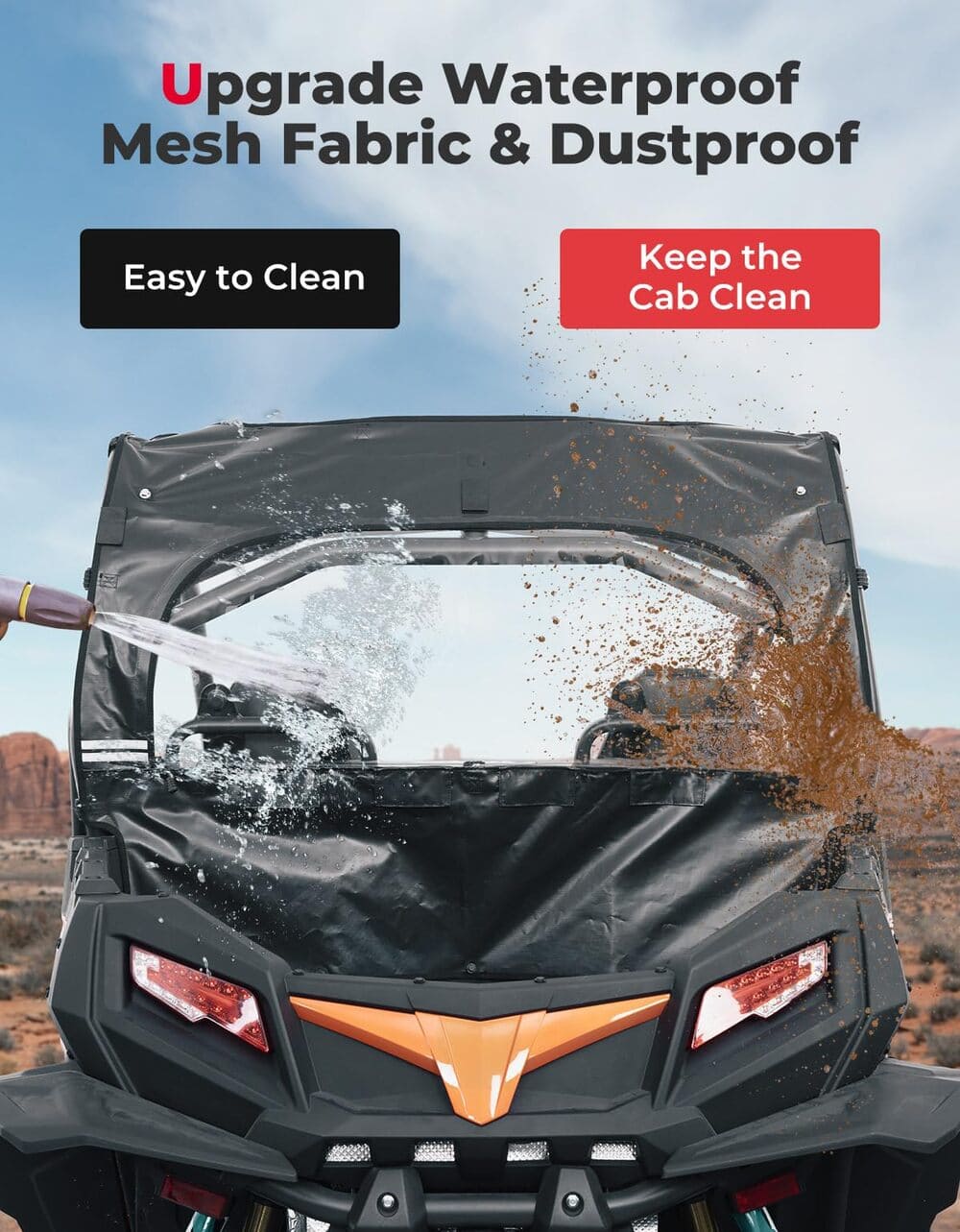 Kemimoto CF Moto ZForce 500/800/1000 Soft Rear Windshield with Zipper