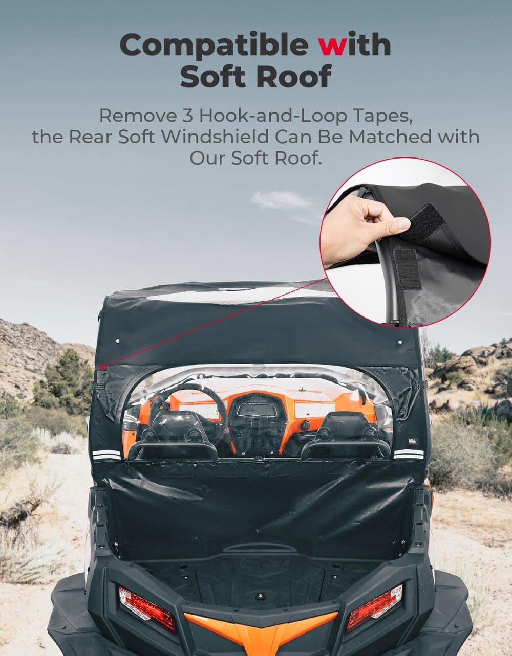 Kemimoto CF Moto ZForce 500/800/1000 Soft Rear Windshield with Zipper