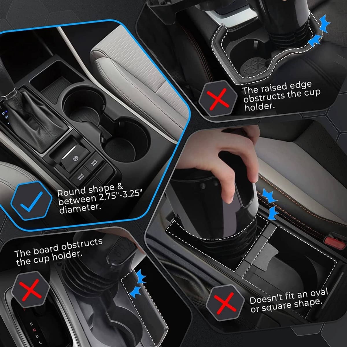 Kemimoto Golf Cart Cup Holder Expander with Tray
