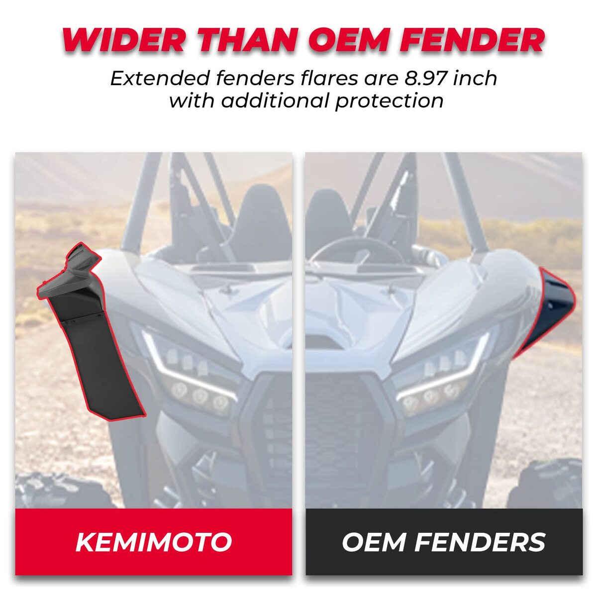 Kemimoto Kawasaki Teryx KRX 1000 Mud Fender Flares