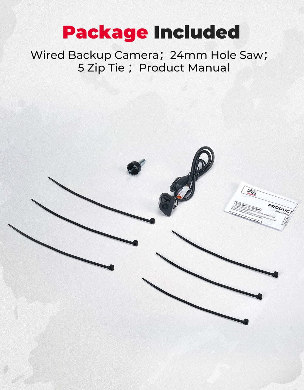 Kemimoto Kawasaki Teryx KRX 1000 Plug & Play Wired Rear Camera