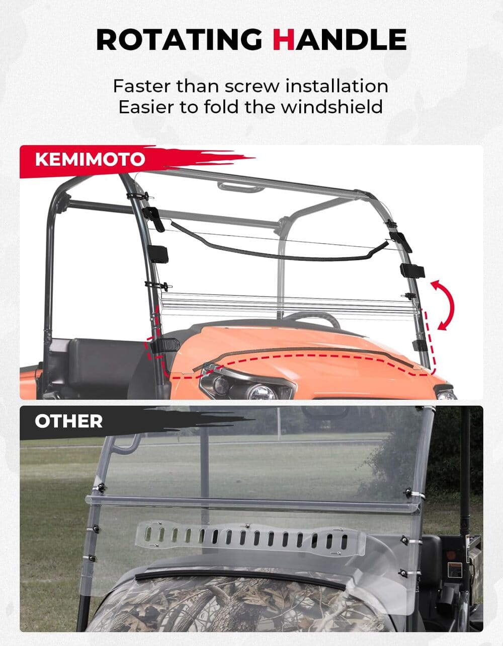 Kemimoto Kubota RTV 400/500/520 Scratch Resistant Front Windshield