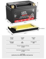 Kemimoto LiFePO4 12v 4Ah Motorcycle/ Lawn Mower Lithium Battery - ATV /UTV