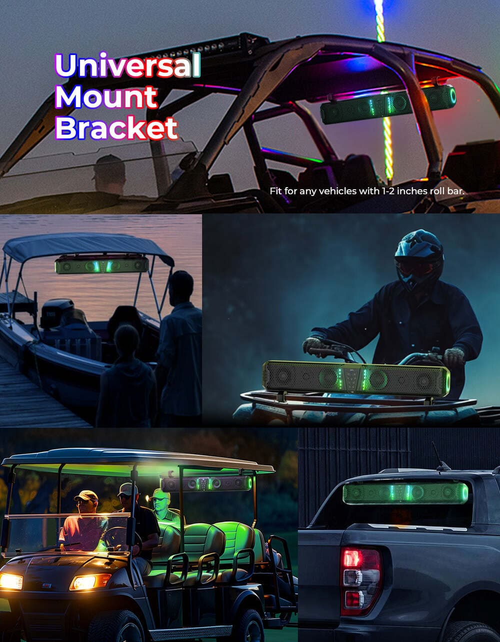 Kemimoto Midnight 80 32" 6 Speaker RGB UTV Sound Bar