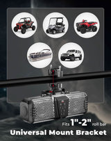 Kemimoto Midnight S40B 16" UTV Built In Battery Sound Bar w/ 1"-2" Roll Bar